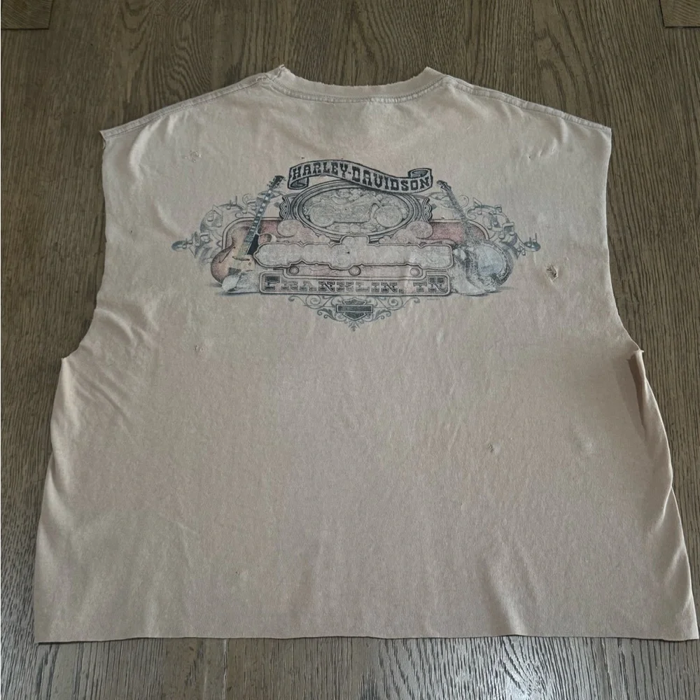 Vintage Harley Davidson Cropped Distressed Sleeveless Y2K muscle tank boxy XL